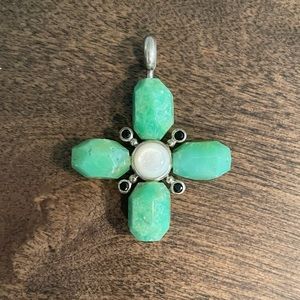 Chrysoprase and Mother of Pearl Cross Pendant